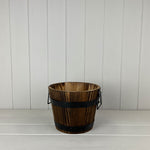 Wooden Barrel with 2 Metal Bands and handles Dia. 20cm H16cm