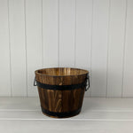 Wooden Barrel with 2 Metal Bands and handles Dia. 24cm H18cm