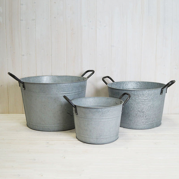420156 - Set of Three Aged Zinc Buckets