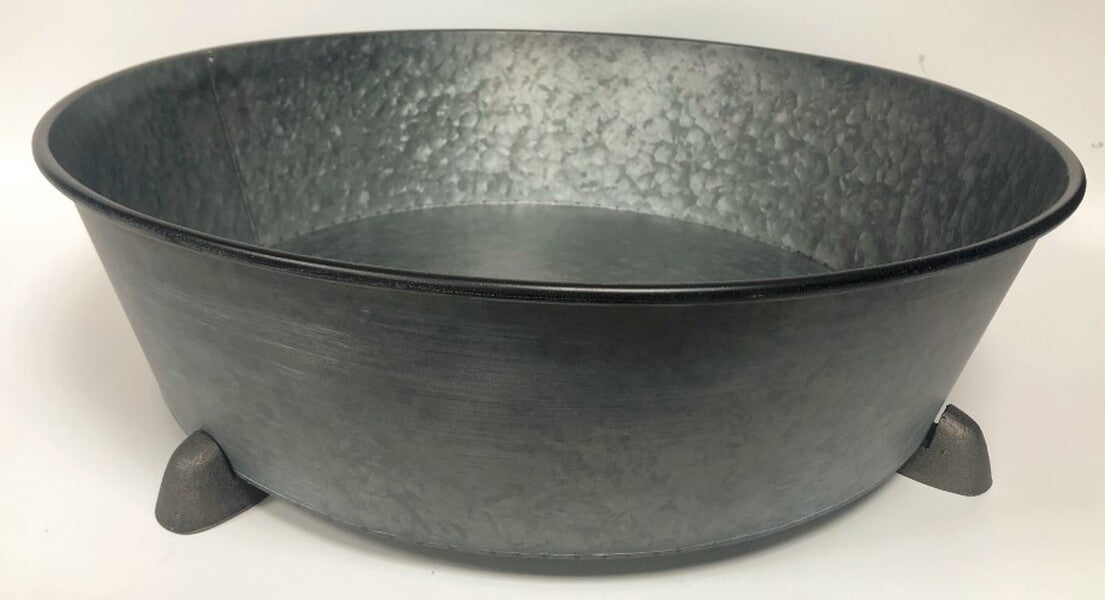 420493 Zinc Shallow Bowl with Feet. TD60cm H16cm B50cm Feet L6cm W4cm H4cm B2cm High