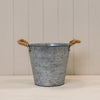 Zinc Bucket with Drainage Holes and Hessian Ears TD22xH20xB15.5cm