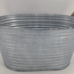 29 x 17cm Aged Zinc Trough with Rope Handles and Draiange Hole