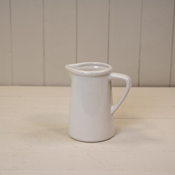 Medium White Ceramic Jug TD8cm H14cm B11.5cm