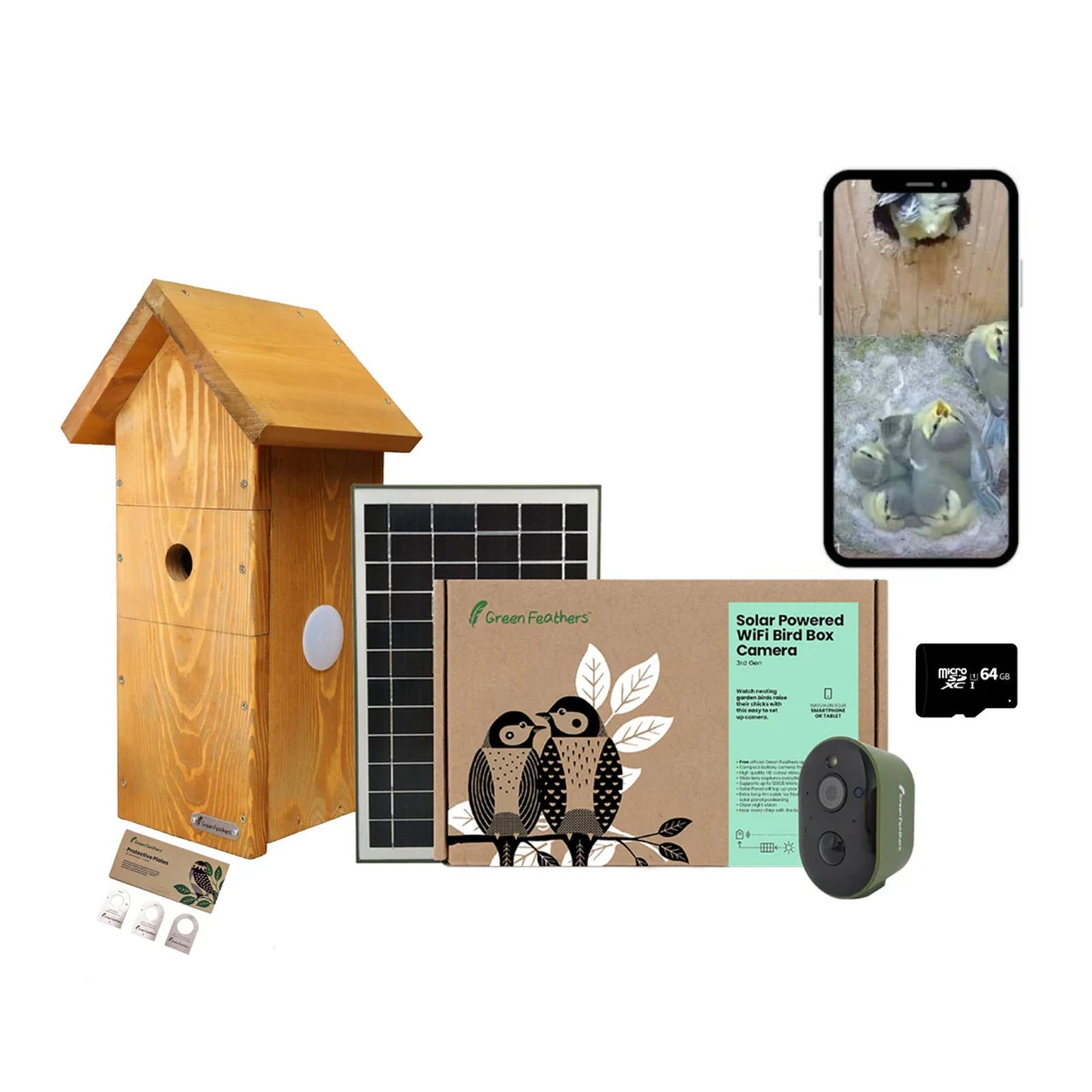 Solar Powered WiFi Bird Box HD Camera Complete Pack