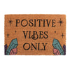 Introducing our "Natural Positive Vibes Only Doormat," crafted from coir and adorned with black stars. The edges feature enchanting purple and blue magic crystal designs, promoting love and happiness every time you come home.