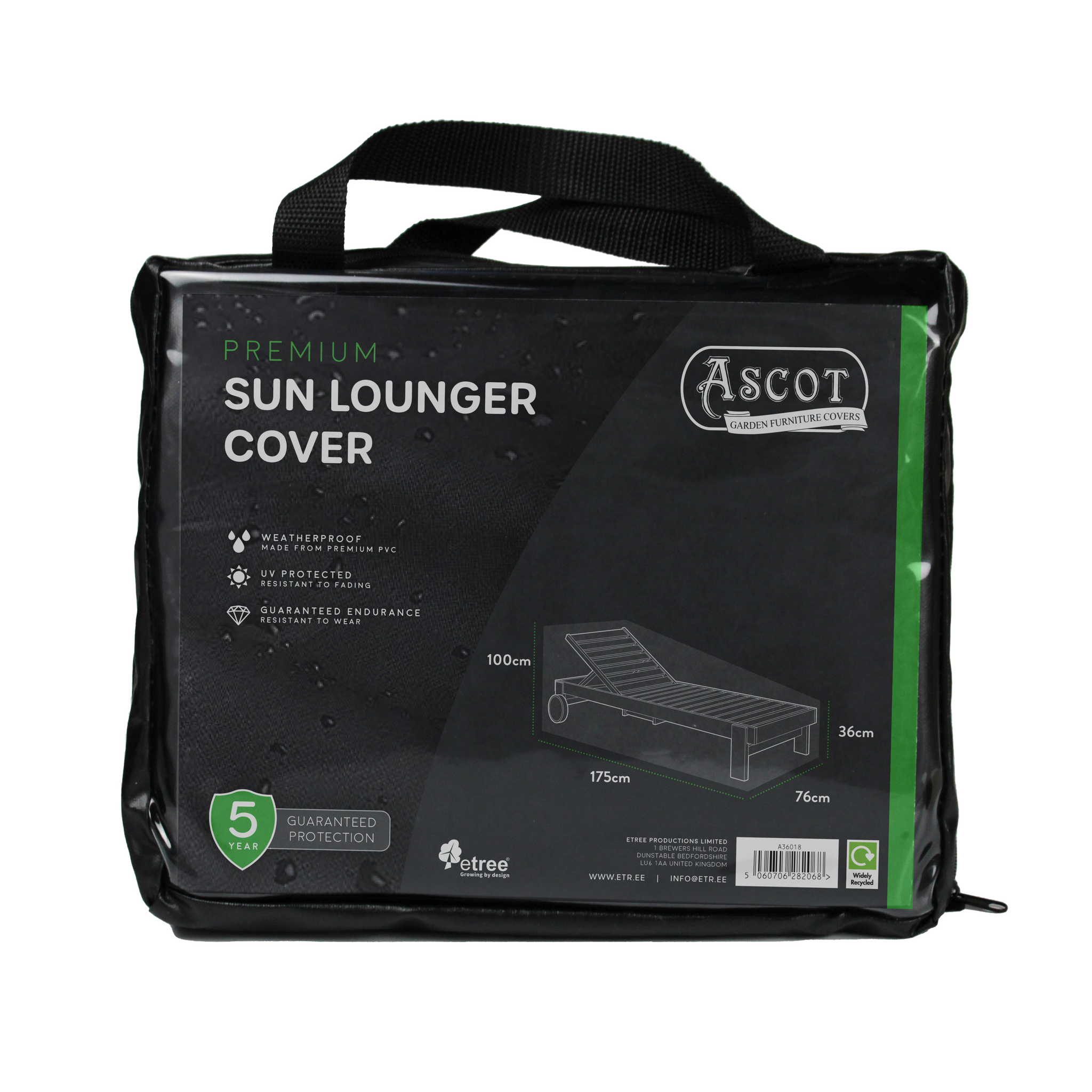 Premium Sun lounger Cover - 76 X 175 X 36/100 (H) cm