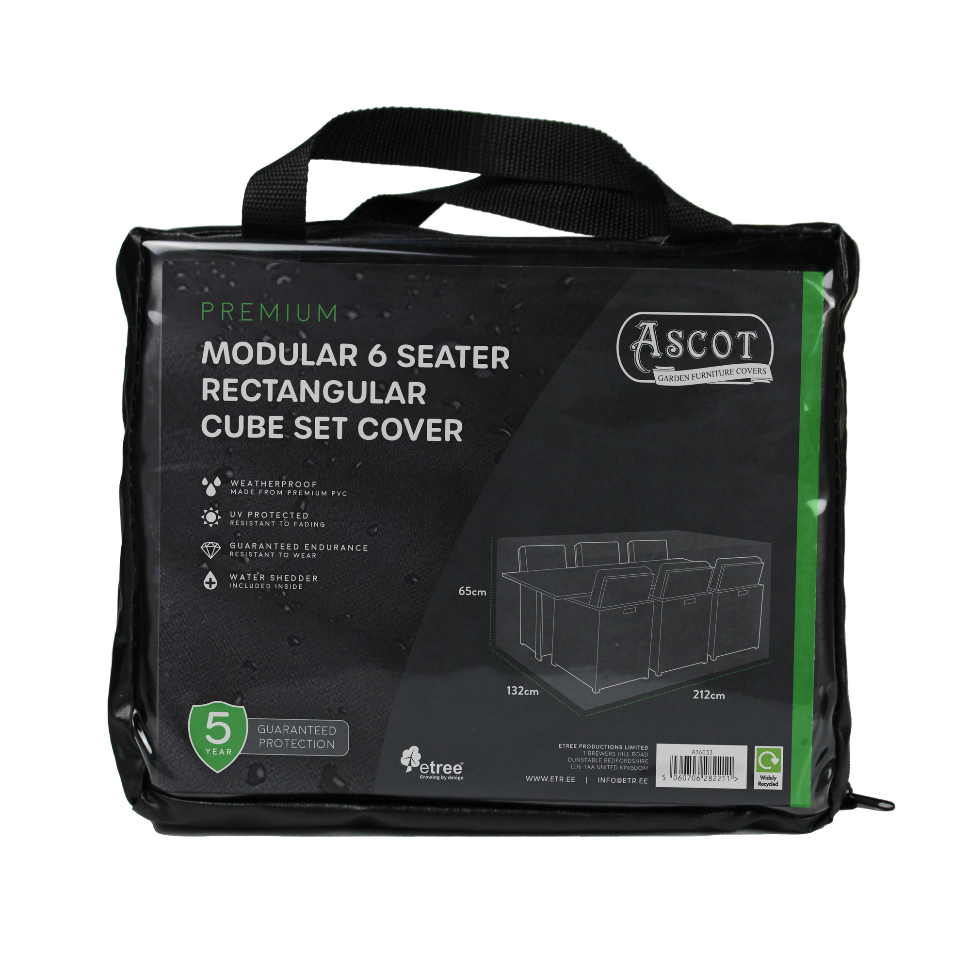 Premium Modular 6 Seater Rectangular Cube Set Cover - 212 X 132 X 65 H