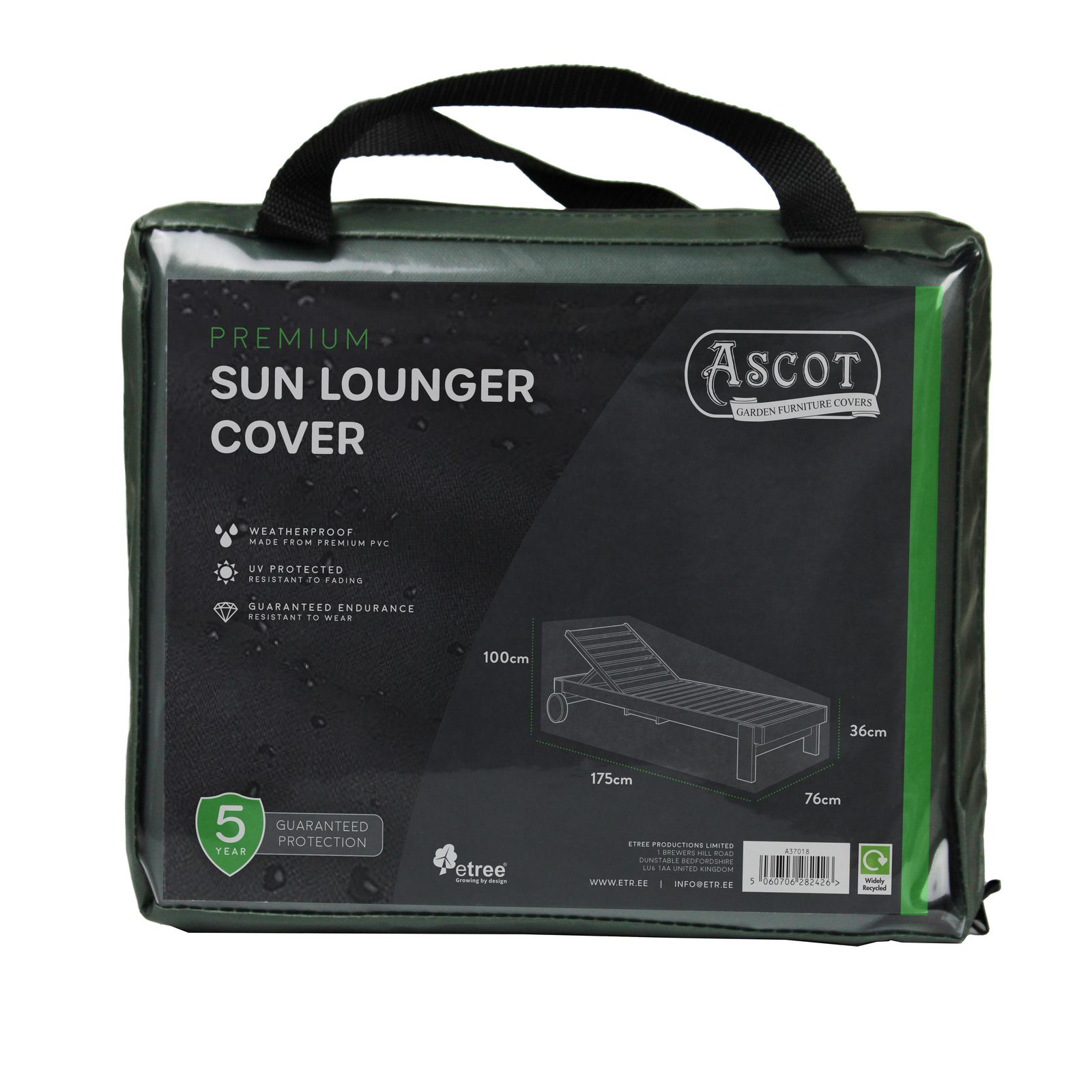 Premium Sun lounger Cover - 76 X 175 X 36/100 (H) cm