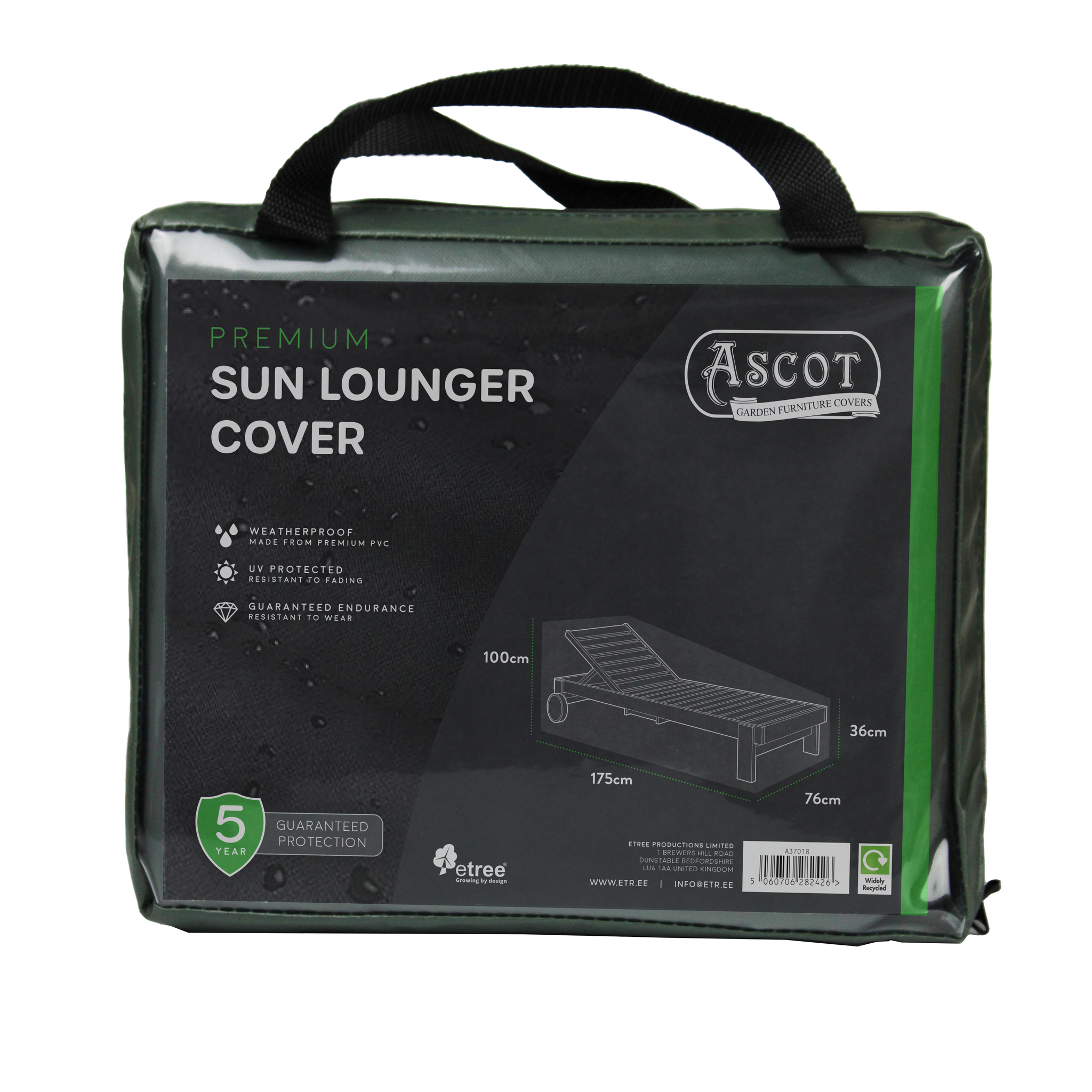 Premium Sun lounger Cover - 76 X 175 X 36/100 (H) cm