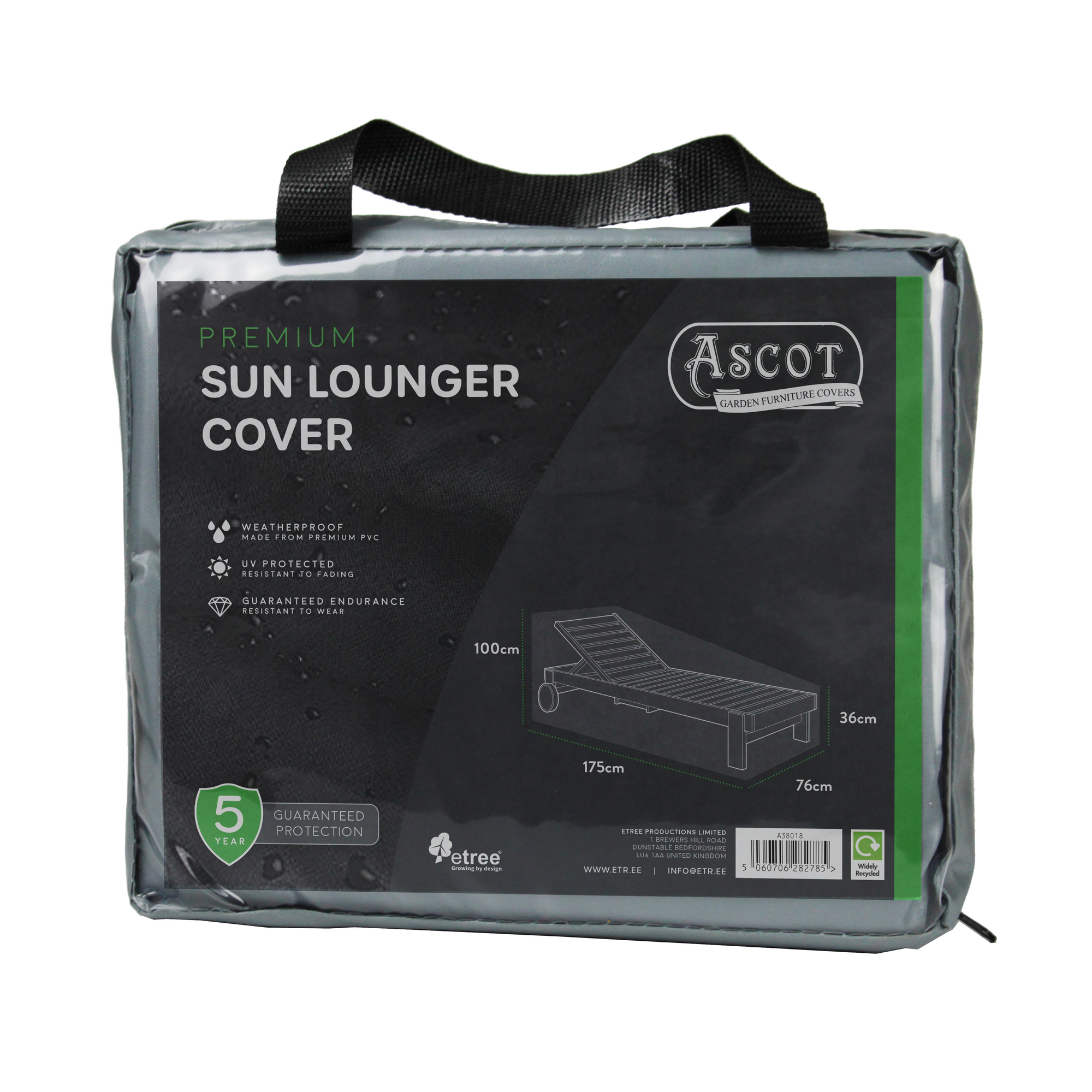 Premium Sun lounger Cover - 76 X 175 X 36/100 (H) cm