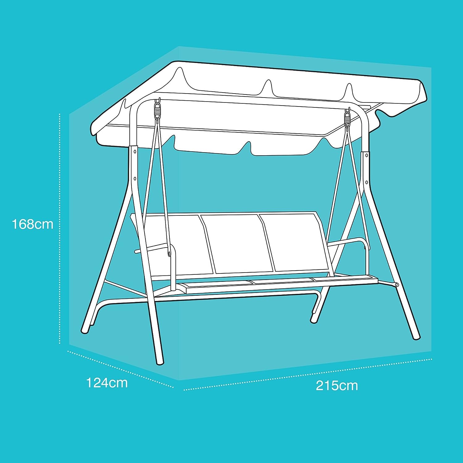Dimensions of the 3 Seat Swing Hammock Cover