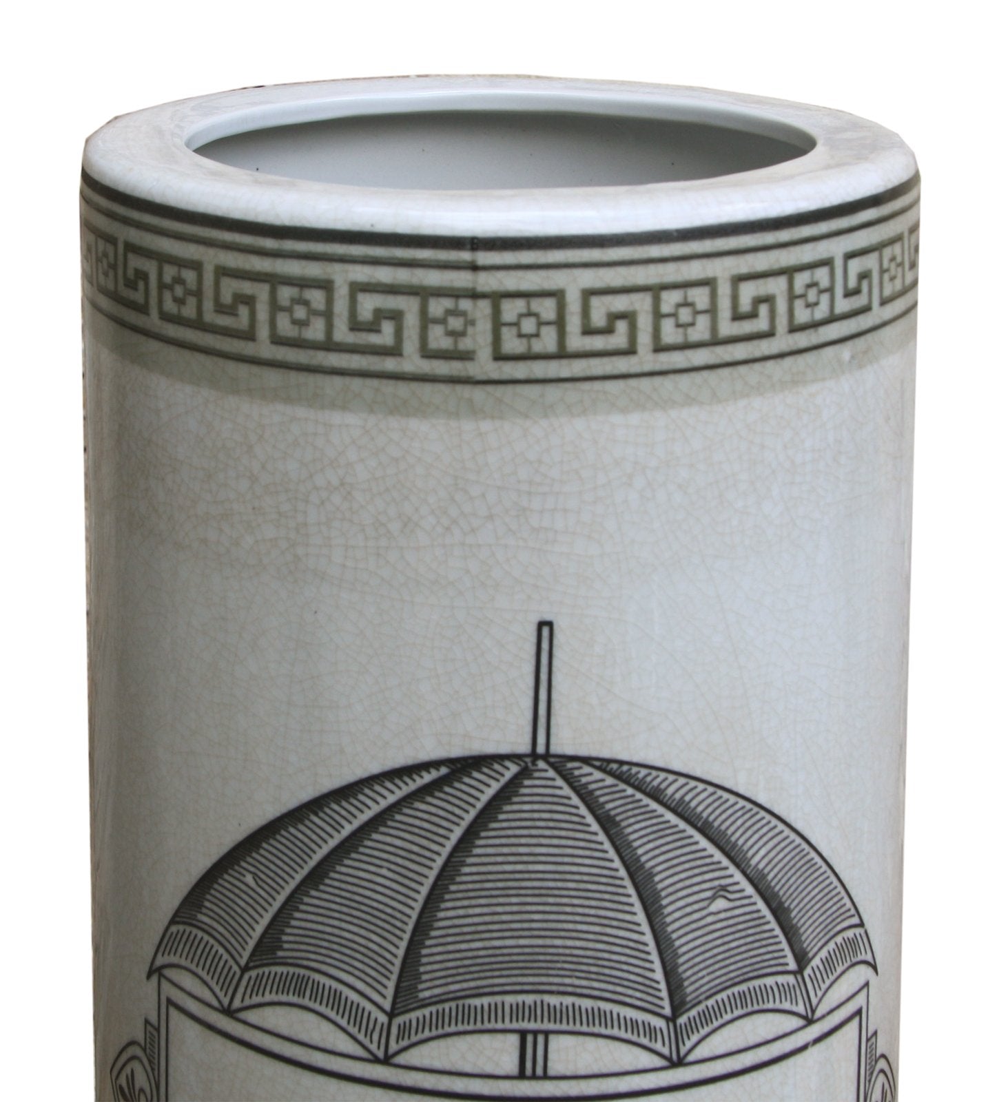 Monochrome Ceramic Umbrella Stand with Umbrella Print