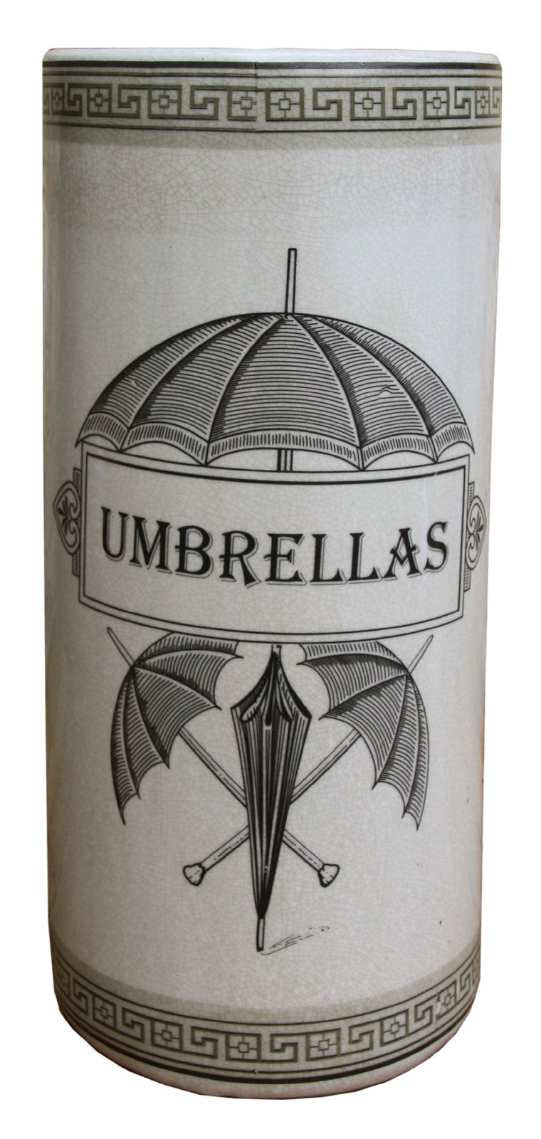 Monochrome Ceramic Umbrella Stand with Umbrella Print