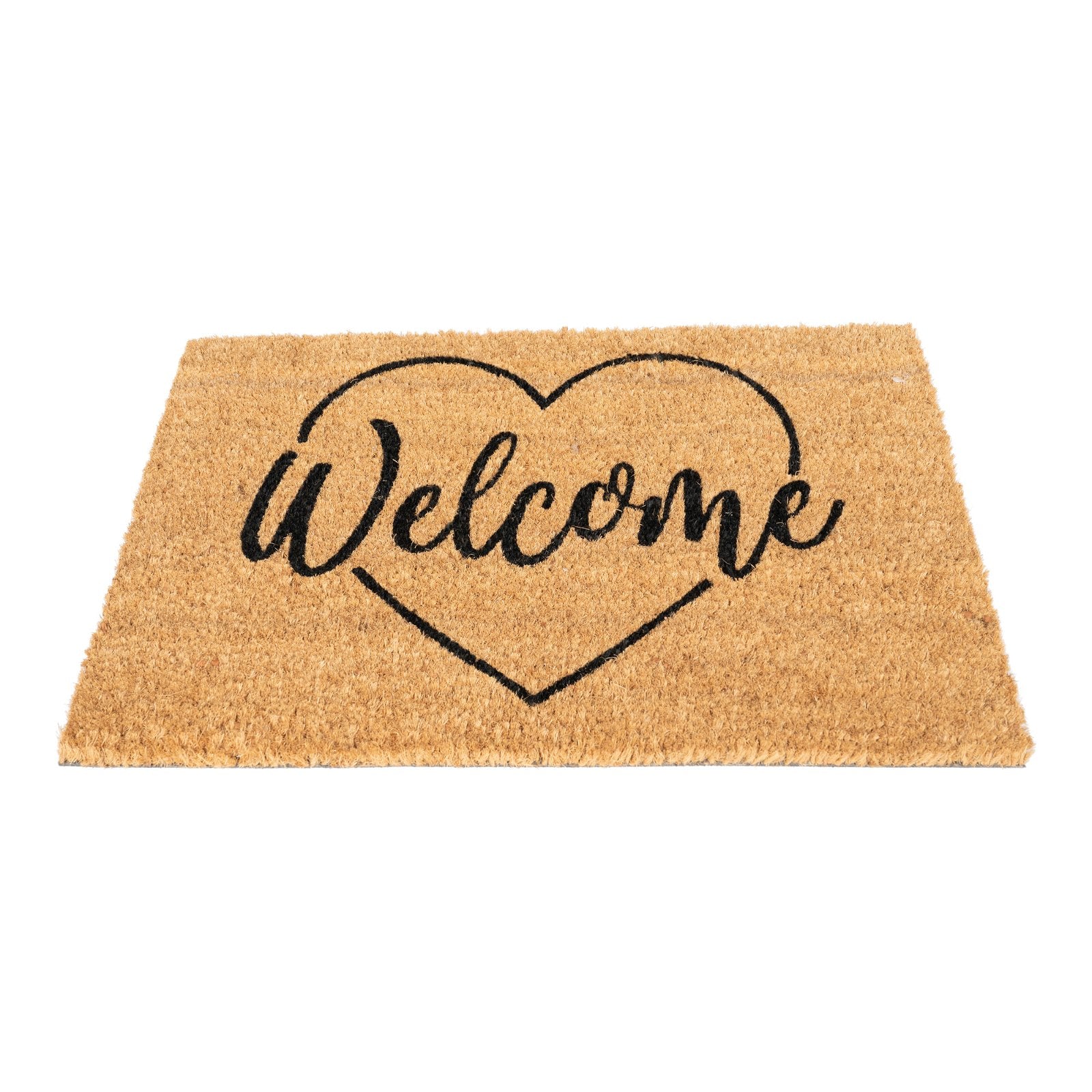 Coir Doormat with Welcome & Heart Shape