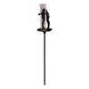 The Cast Iron and Glass Garden Rain Gauge, Frog On Lily Pad features a durable cast iron frog design. A transparent gauge is mounted on a stake, resembling a playful frog climbing up the marked cylinder for accurate rainfall measurement.