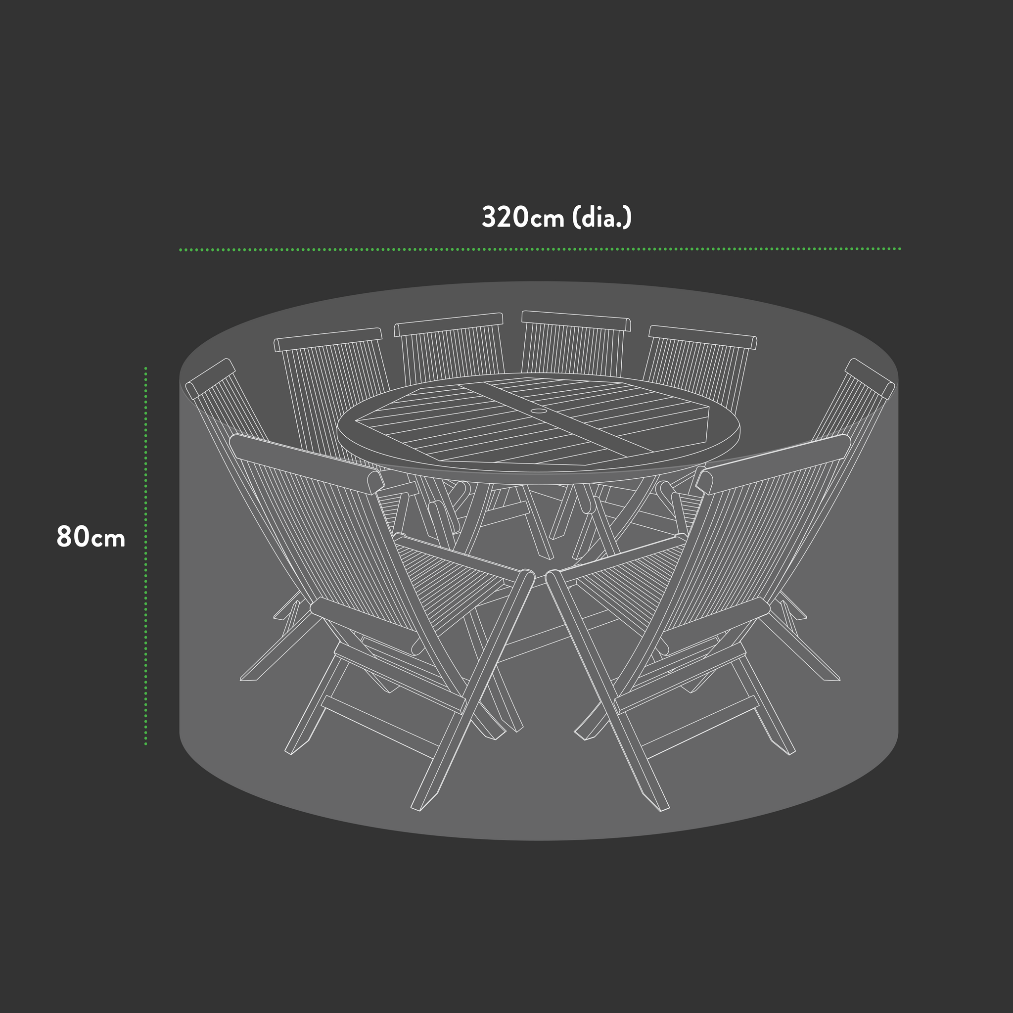 Premium Extra Large(8-10 seater) Round Patio Set Cover - 320 (Dia.)X 80(H) cm