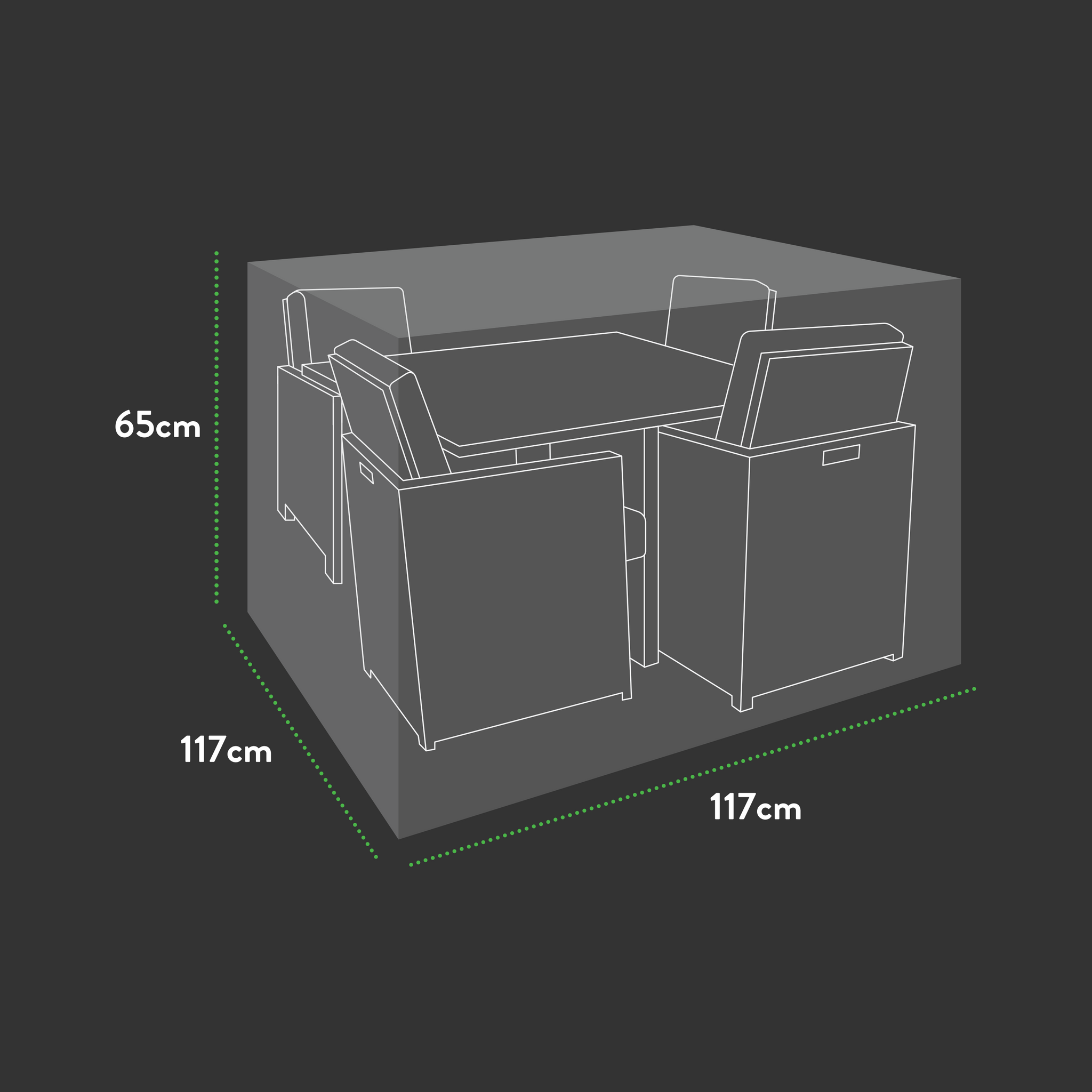 Premium Modular 4 Seater Cube Set Cover Medium - 117 X 117 X 65 H