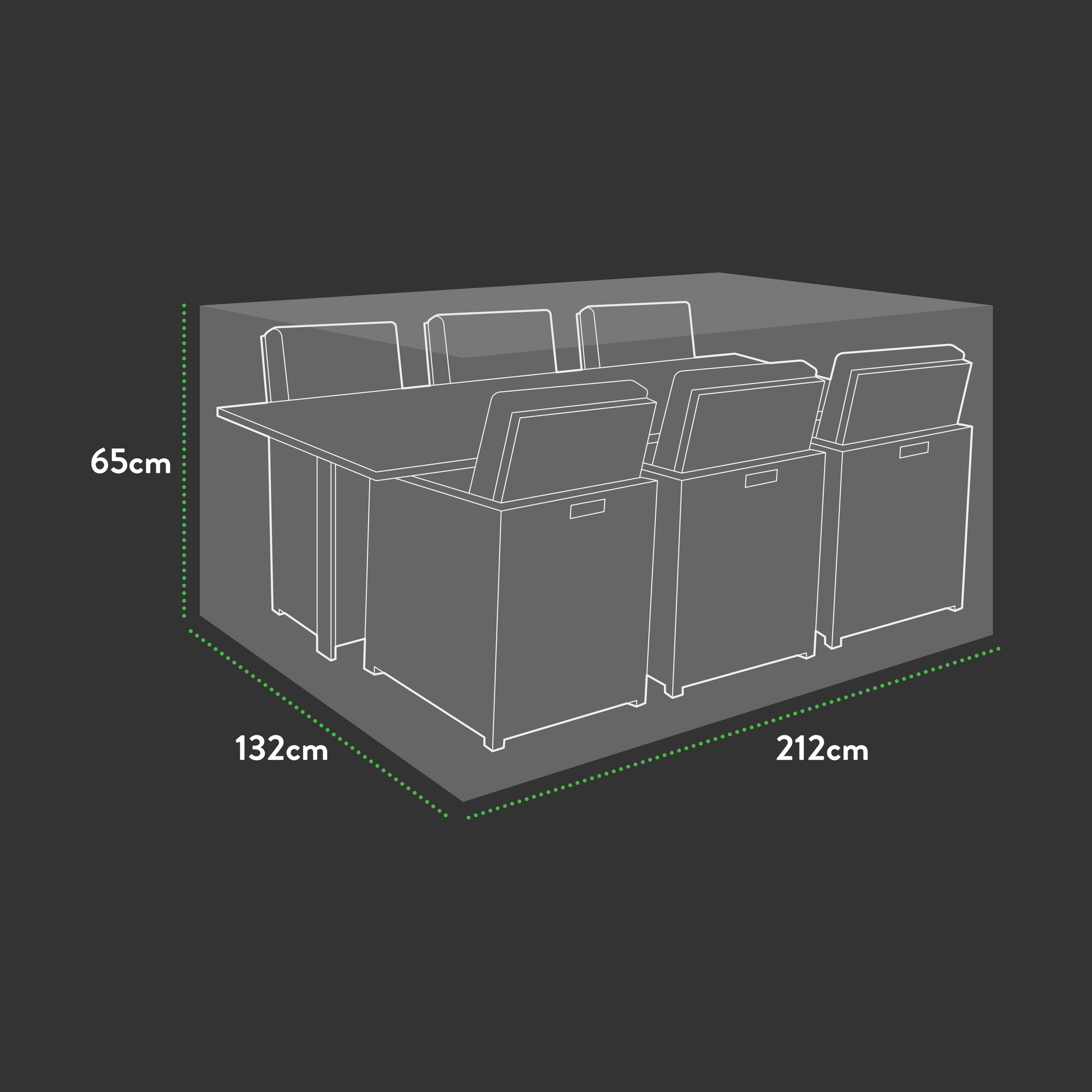 Premium Modular 6 Seater Rectangular Cube Set Cover - 212 X 132 X 65 H